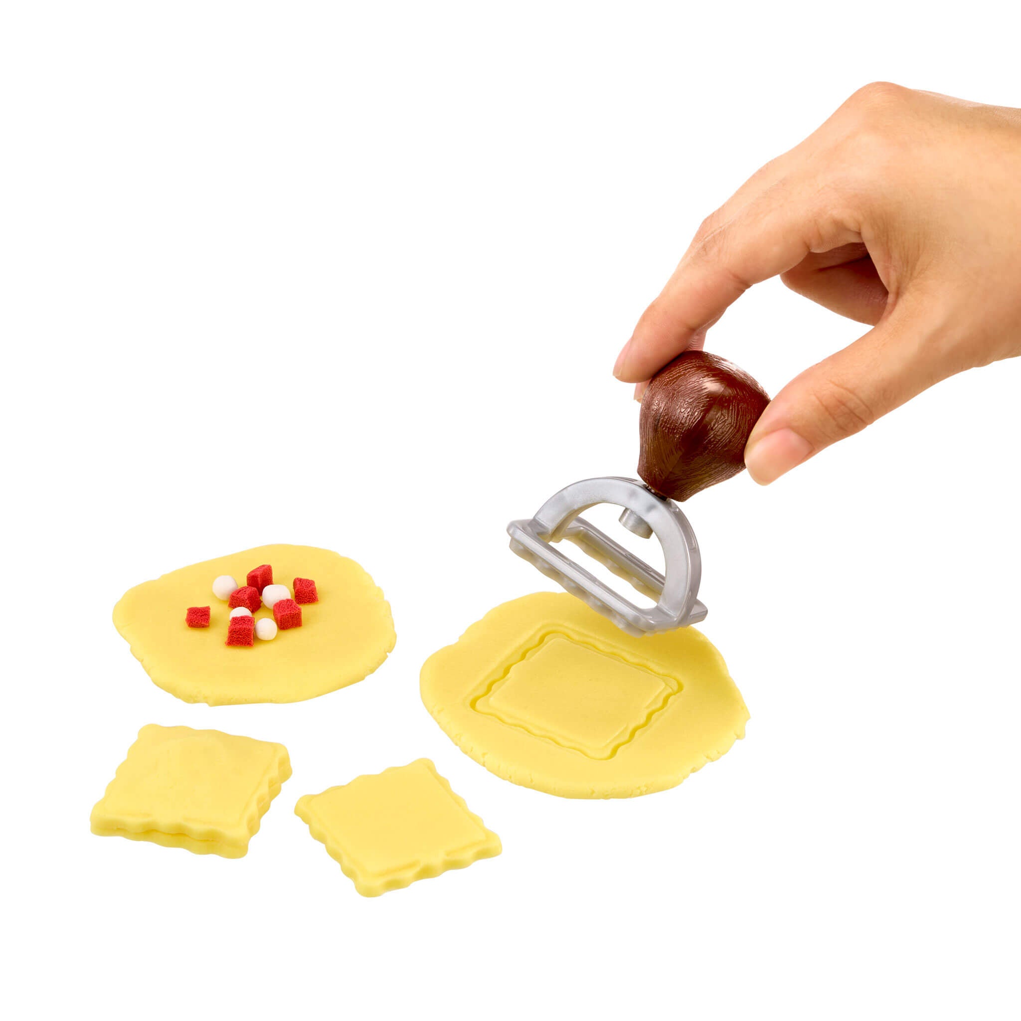 Making ravioli on a white background